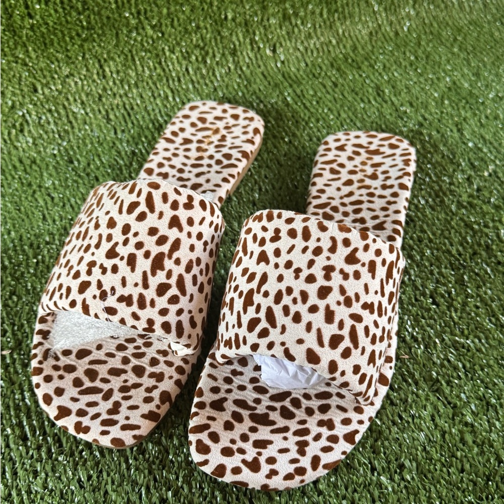 Leopard Print Slide Sandals